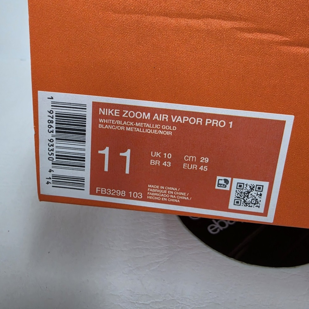 Nike Vapor Pro 1 White Gold Football Cleats FB3298-103 Men's Size 11 - Picture 7 of 7